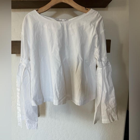 Free People|So obviously yours top, in crisp white•••Bell sleeves,bow details - Picture 9 of 16